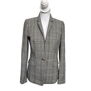 J.Crew Regent Glen Plaid Blazer Women’s Size 4 Gray Wool Blend Single Button